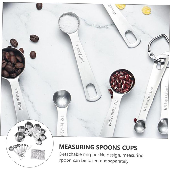 Stainless Steel Measuring Cup and Spoon Set with 7 Cups and 7 Spoons for Cooking and Baking