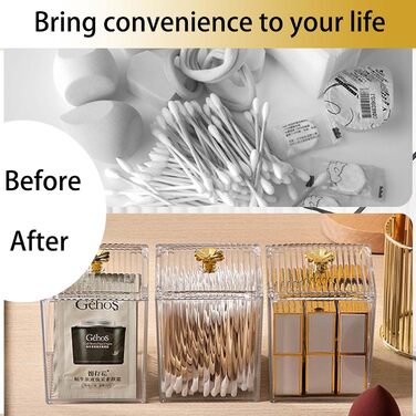 Контейнер для ватних паличок та дисків 2 шт. Організатор для ванної кімнати, прозорий | Зберігання для туалетного столика