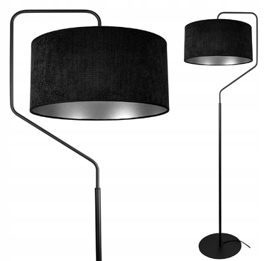 Сучасна торшерна лампа Glimex, патрон E27, 60 Вт, чорний, сріблястий, сірий