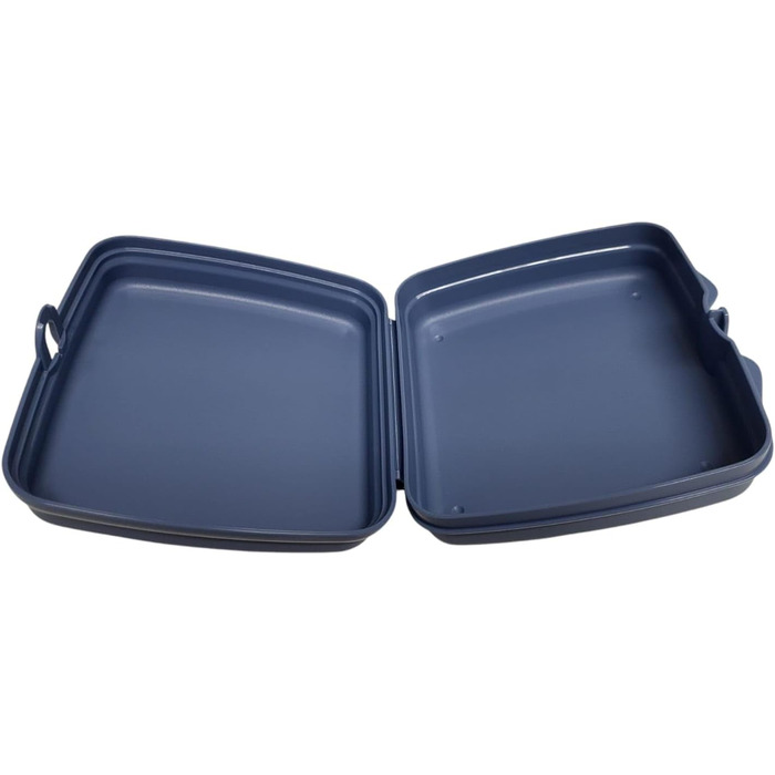 Tupperware Sandwich Box Storage Container Lunchbox Square with Hinge and Latch and Designs (blue)