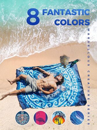 OCOOPA Microfiber Beach Towel, Quick-Drying, Large 200x145 cm, Super Absorbent, Sand-Free Beach and Swimming Towels for Men and Women