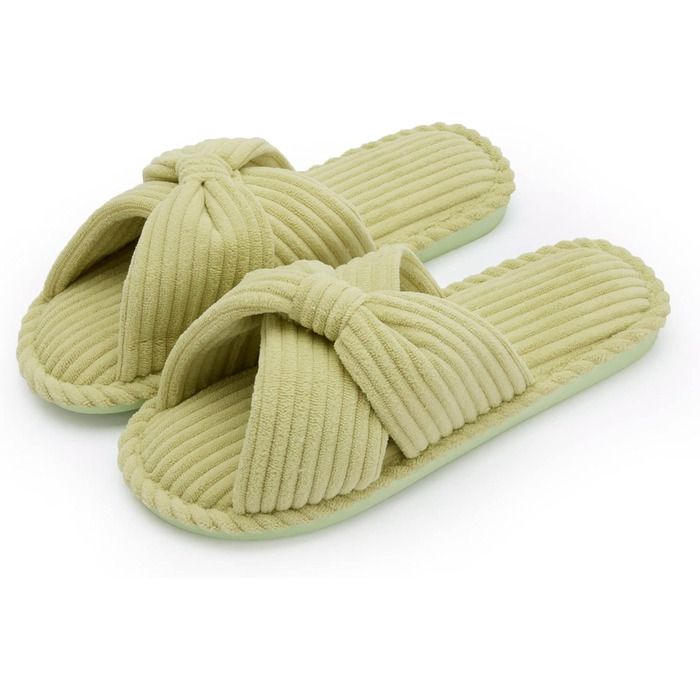 Домашні тапочки Chantomoo для жінок з меморі-піною, для дому, спальні, ванної кімнати, відкриті пальці, шнуровий велюр, неслизькі, зручні (37/38 EU, Зелений)