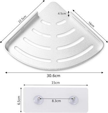 GRICOL Shower Caddy Corner Shelf Shower Shelf No Drilling Metal with 4 Hooks Shower Storage Bathroom Shelf with Adhesive Bathroom Shelf for Bathroom and Kitchen 2 Tiers Silver