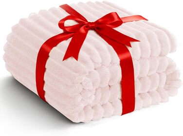 М'яка ковдра WAVVE з флісу 150x200 см (220x240 см), рожева - для дивану, софи, декору інтер'єру