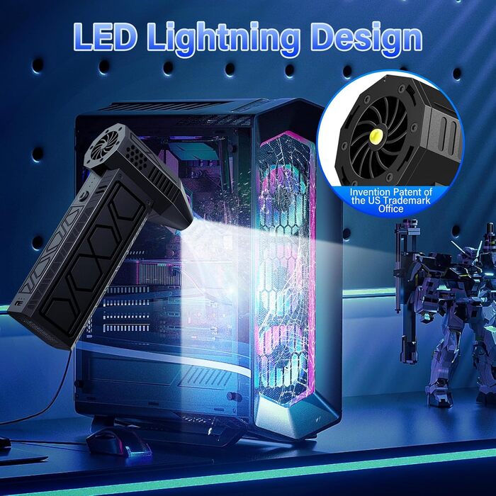 Електричний пилосос-фен для авто 180000 RPM з ліхтариком, модель 2025