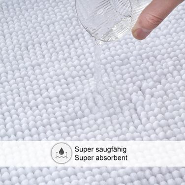 Килимок для ванної кімнати Decomira, антиковзаючий, 40x60 см та 50x80 см (2 шт), з м'якої тканини Chenille, для душу, ванни, туалету