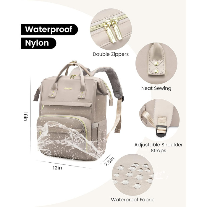 LOVEVOOK Рюкзак для жінок, шкільний рюкзак, рюкзак для ноутбука, водонепроникний, з USB-портом, для навчання, роботи, подорожей, темно-сірий, 17' (15.6', сірий Taro)