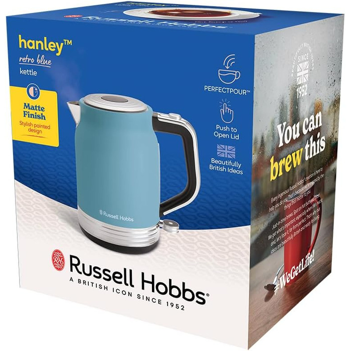Електричний чайник Russell Hobbs Hanley Retro Jasmine, 1.7л, кремово-білий, 2400W, нержавіюча сталь, ретро-дизайн