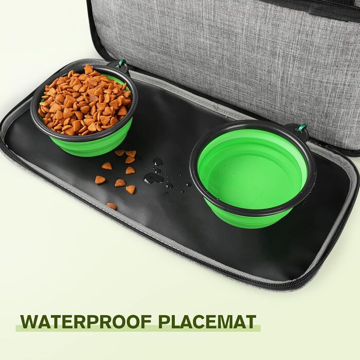 Переносна сумка для собак Pecute, велика переносна сумка для тварин, з 2 кишенями та 2 мисками для собак, сумка для подорожей з собакою, для поїздок, кемпінгу або щоденних прогулянок, сірого кольору 42 * 18 * 30 см, Класична L (42*30*18 см)