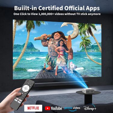Проектор AKATUO Smart 4K з підтримкою Netflix, Full HD 1080P, WiFi6 Bluetooth, електричним фокусом та автотрапецеїдною корекцією для дому та вулиці (сумісний з iPhone)