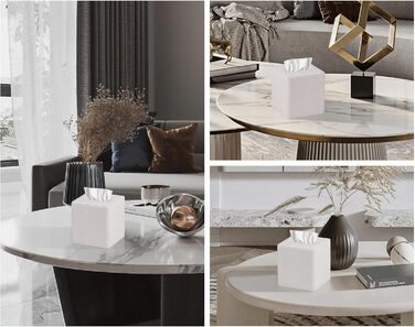 Скляна коробка для серветок, PU-шкіра, сучасний дизайн, для ванної, спальні, кухні, офісу (бежева льон)