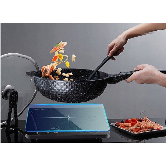 Портативна індукційна плита Amzchef SK-20CB16T 2000Вт, чорна