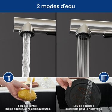 Кран кухонний CECIPA X203B чорний з висувною лійкою, 360° обертання, двома режимами струменя, з нержавіючої сталі