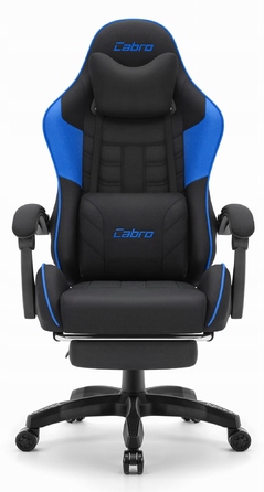 Ігрове крісло Cabro C501, чорно-синє, з підножкою