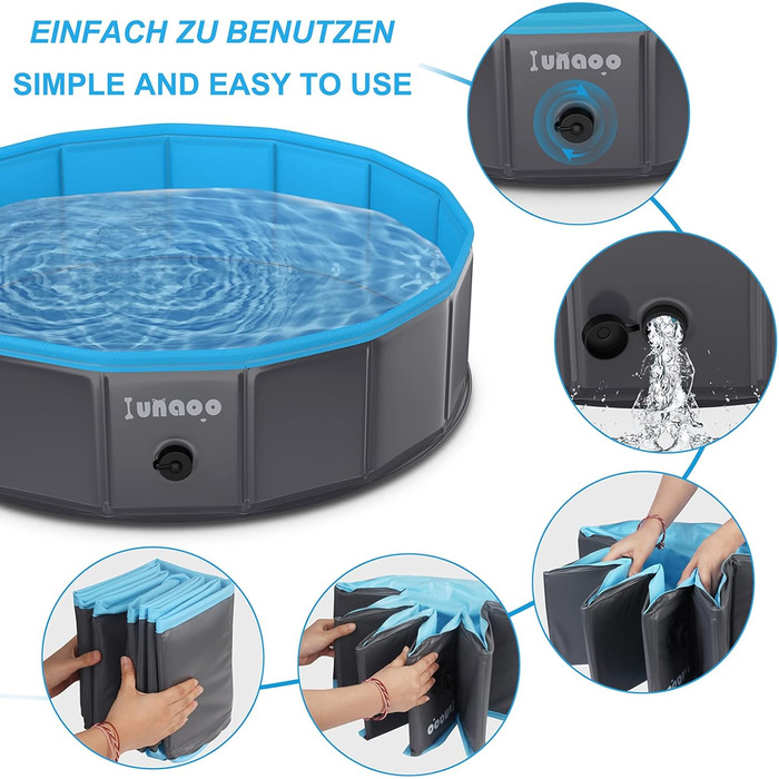 Dog Pool for Large Dogs, Foldable Swimming Pool Splash Pool Dog, Portable PVC Dog Pool Bathtub Dog Swimming Pool for Large Small Dogs, Light Blue, 80 x 20 cm