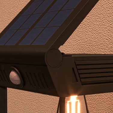 Outsunny Solar Wandleuchte LED Outdoor Light Warm White Adjustable with Light Sensor IP44 for Garden Terrace Black