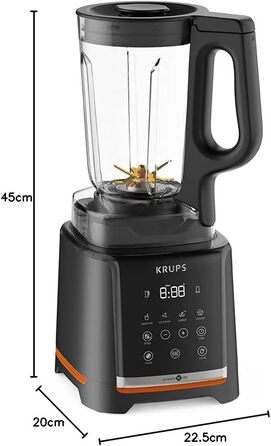 Krups Highspeed Stand Mixer InfinyMix KB9158 | 1600 W | 5 automatic programs + manual setting | Tritan container | includes recipe booklet | Smoothies, Shakes, Crushed Ice | Black