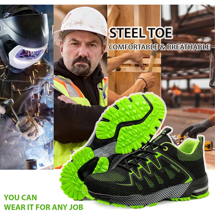 Черевики робочі AONEGOLD для чоловіків та жінок. Легкі, дихаючі, з металевим капаком, антиковзаючі. Розміри 36-48 EU.