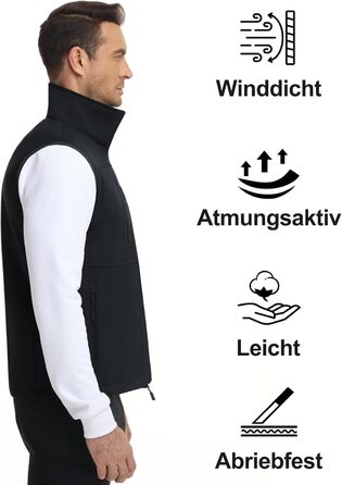 Чоловіча куртка Weste Outdoor з софтшелла, водонепроникна та вітронепроникна, з флісовою підкладкою, для хайкінгу та активного відпочинку (S, Чорний)