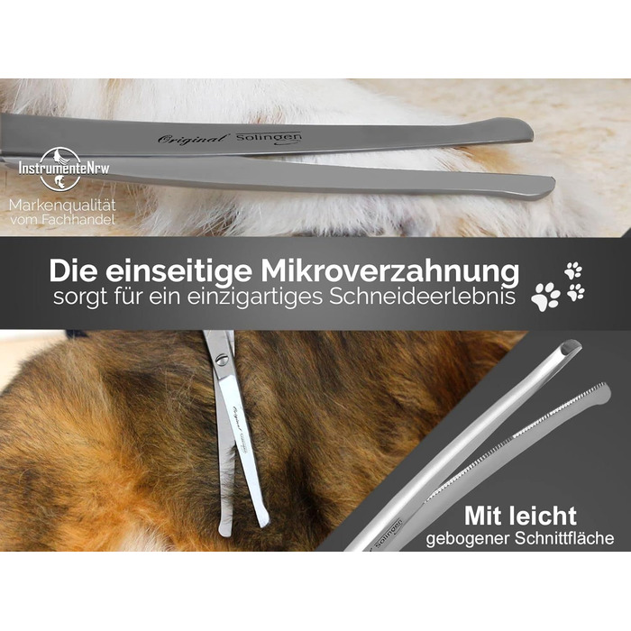 Ножиці для стрижки собак та котів Solingen, професійні ножиці для грумінгу з мікрозубом, 16,5 см, Made in Germany