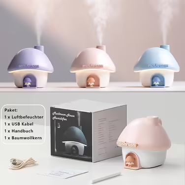Justup Humidifier, 300ml Cute Mushroom Home Humidifier USB Mini Humidifier with 7 Colors Light, Automatic Shut-Off and Quiet for Office, Bedroom, Car, Desktop (Blue)