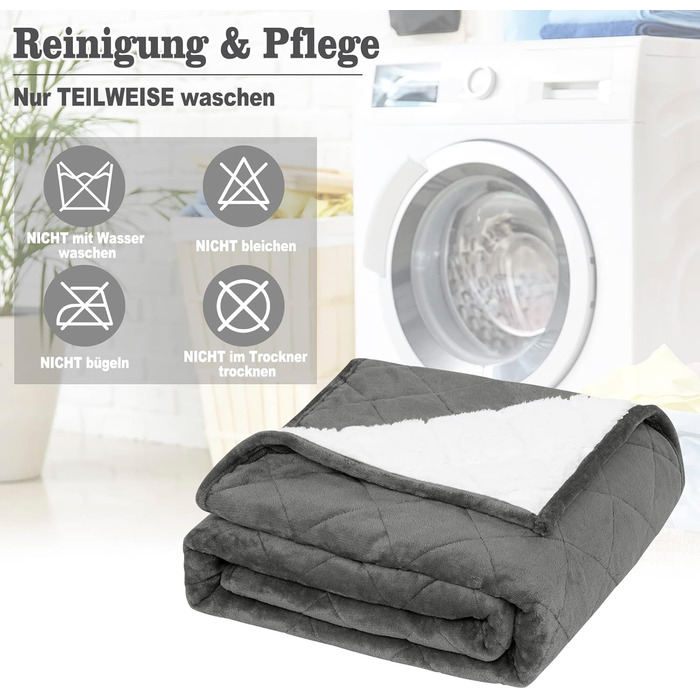 Вага ковдра WOLTU для дорослих, терапевтична ковдра з склокульками, 9 кг, 150x200 см, чорний/сірий, з фланелі Sherpa, проти стресу