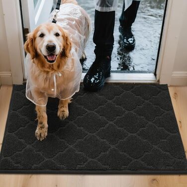 Прихожий килимок COSY HOMEER 50x80 см, чорний, антиковзкий, вологостійкий, для кухні, коридору, вхідних дверей,мийний килимок для собак