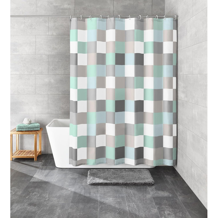 Штора для душу Kleine Wolke Check, 180x200 см, блакитна - водонепроникна штора у ванну