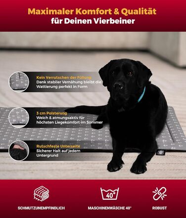 Літня подушка для собак HS-Hundebett® з бавовни з наповнювачем та антиковзким покриттям XS – М'яка подушка для собак на літо – Пральна та довговічна – Легка літня подушка для собак – Виготовлено в Німеччині (Сірий якір, 95x135 см)