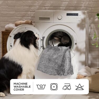 Ліжко для собак Bedsure великих порід – 89x63x17 см, зручне собаче ліжко з м'якою підстилкою, знімний та пральний чохол, антиковзаюча підкладка, сіре, L 89 x 63 x 17 см