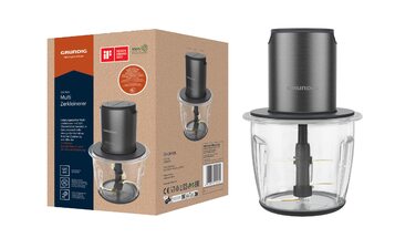 Подрібнювач Grundig Delisia Novus CH 7140 Професійний, 500 Вт, 4 ножі з покриттям цирконієм, Скляна чаша 1л, 2 швидкості, Dark Inox/Чорний