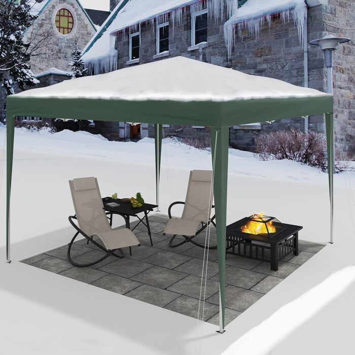 WOLTU Pop-Up Pavilion Waterproof Folding Pavilion Sun Shade Event Pavilion Garden Pavilion for Terrace Camping Festival Pagoda Tent with Oxford Fabric and Metal Frame 3 x 3 m PVL0002be (Green)