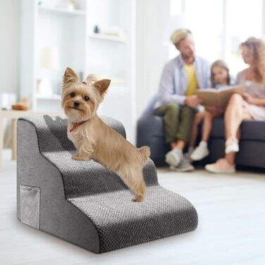 Сходинка для собак та котів 3 ступені, 40 см, протиковзка, для літніх тварин, з щільного піноматеріалу, знімна та миється, портативна рамка для собак, котів, софи, ліжка, авто