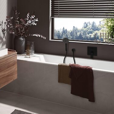 hansgrohe Pulsify Select S - Shower Set with Showerhead (3 spray patterns including PowderRain), Shower Hose (1.25 m) and Showerhead Holder, Matte Black, 24302670