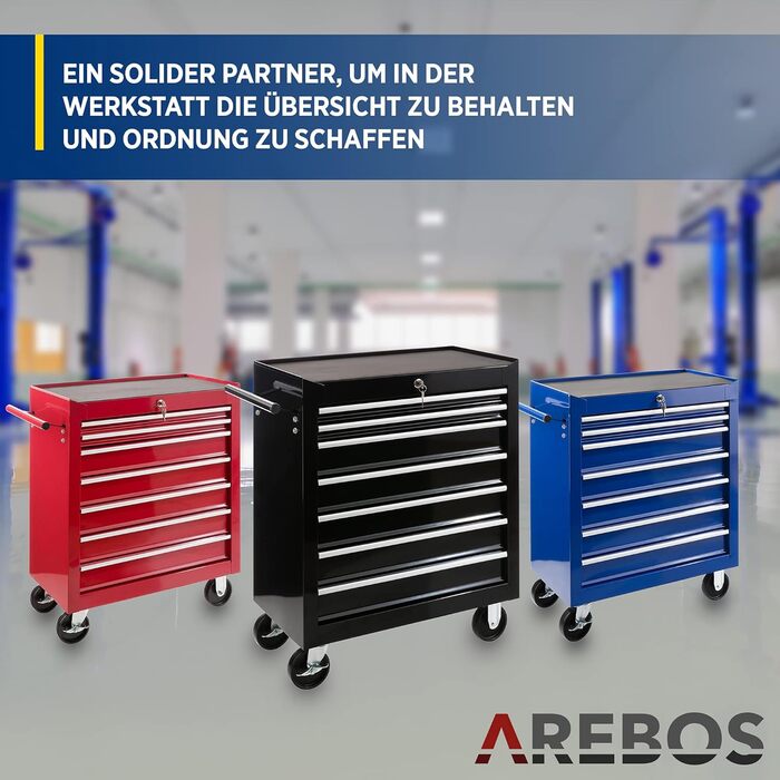 Arebos 7-Drawer Tool Cart with Central Lock