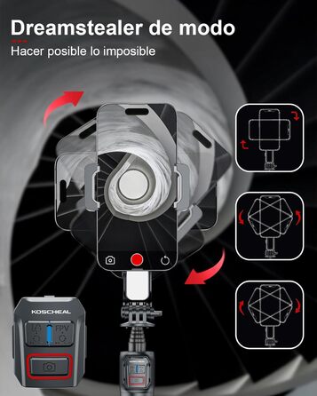 Штатив-стабілізатор KOSCHEAL A10 для смартфонів з підсвічуванням та пультом ДУ, 360° оберт, для iPhone та Android, для зйомки Vlogs та TikTok - Чорний