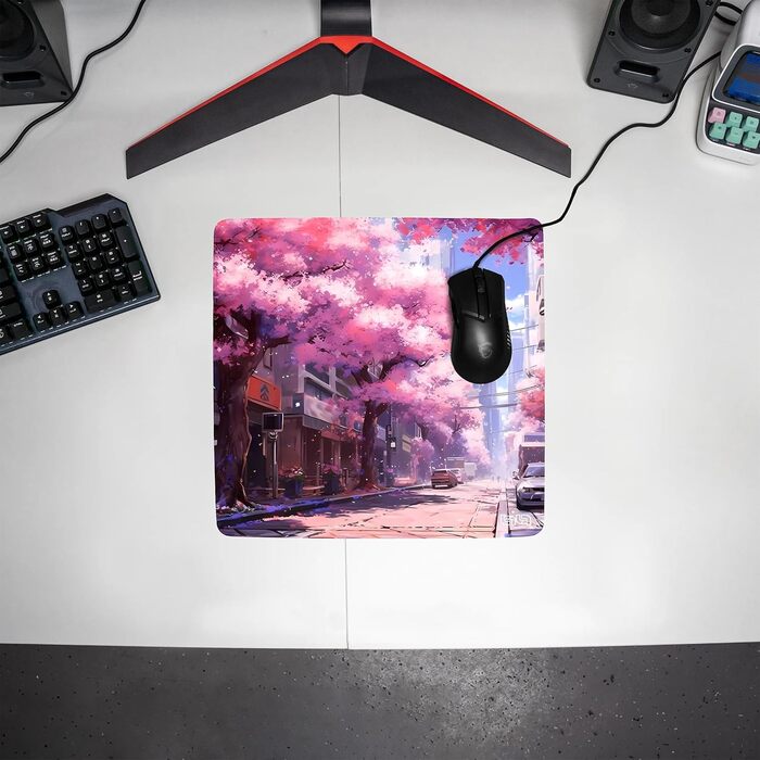 Tilt Premium килимок для миші XXL 1000x500x4 мм | Ігровий килимок для миші | Нековзна підкладка на стіл | Водостійкий мат для столу (30 x 30 см, Sakura City)