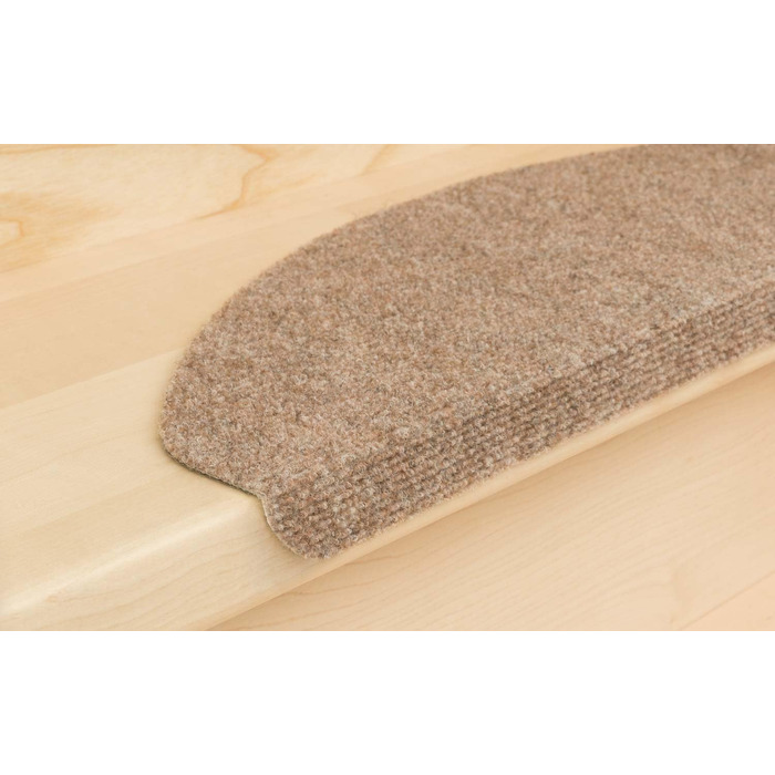 Kettelservice-Metzker Stair Treads / Step Mats, Ramon Half-Round - 15 pcs. Beige - without plastic corner pieces, 15 pcs. Half-Round Beige