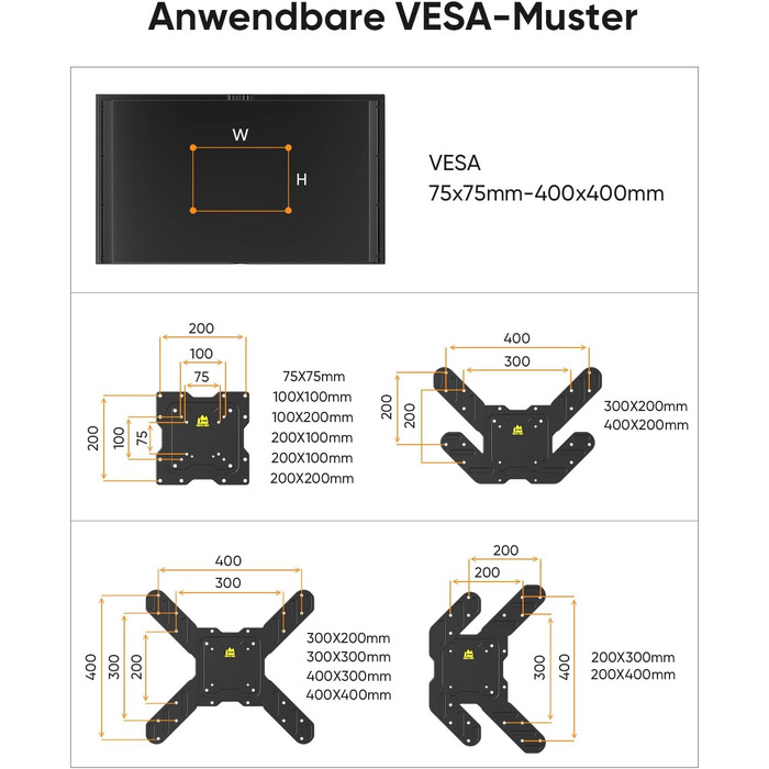 Кронштейн для телевізора FORGING MOUNT поворотний 26-65 дюймів, VESA 400x400, до 35 кг, подовжений