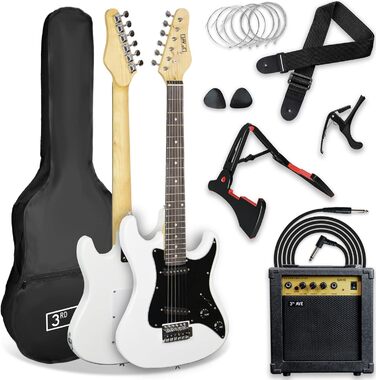 Електрогітара 3/4 розміру 3rd Avenue XF Ultimate Kit з підсилювачем 10W, тюнером, кабелем, стійкою, сумкою, ременем, запасними струнами, медіаторами та каподастром - набір для початківців