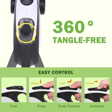 Рулетка для собак SCENEREAL: міцна, 7.9 м, для собак до 50 кг, з анти-гризучою ниткою та диспенсером для відходів, білий колір