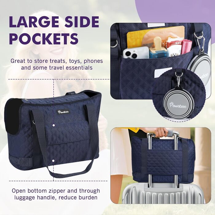 Pawaboo Сумка-переноска для собак і котів, блакитна, до 5 кг