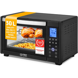 Міні-піч TZS First Austria Digital 30L 1600W з регулюванням температури, таймером та аксесуарами - для кухні та кемпінгу