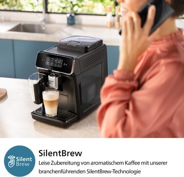 Philips 2300 Series Fully Automatic Coffee Machine - 4 Drinks, Modern Color Touchscreen Display, LatteGo Milk System, SilentBrew, 100% Ceramic Grinder, AquaClean Filter. Matte Black (EP2330/10) Latte Go 4 Coffee Specialties