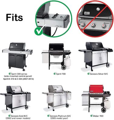 GFTIME 57cm Flavorizer Bars 7537 for Weber Spirit E310/320 (2007-2012 with side burner knobs), 7536 Porcelain Steel Burner Cover Replacement Parts for Spirit 700, Weber 900