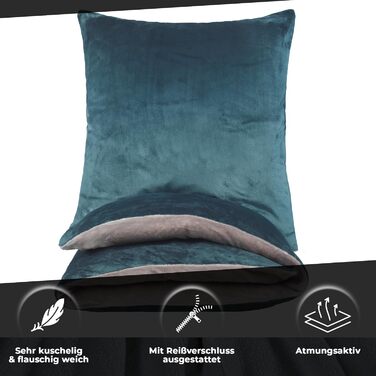 DreamHome Зимова двостороння плюшева постільна білизна 135x200 Nicky-Teddy Cashmere Touch Coral Fleece ковдра + наволочка 80x80, колір: смарагдово-сріблястий