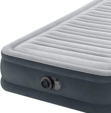 Надувний матрац Intex 67766 Dura-Beam Comfort Plush, односпальний, з вбудованим електронасосом, PVC, 99x191x33 см, багатокольоровий