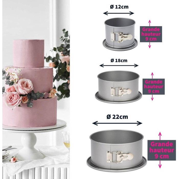 Набір форм для випічки тортів Patisse, 3 яруси