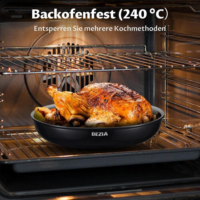 BEZIA 13-Piece Ceramic Nonstick Cookware Set - Induction Compatible Pots and Pans for All Cooktops, Stackable, Dishwasher & Oven Safe