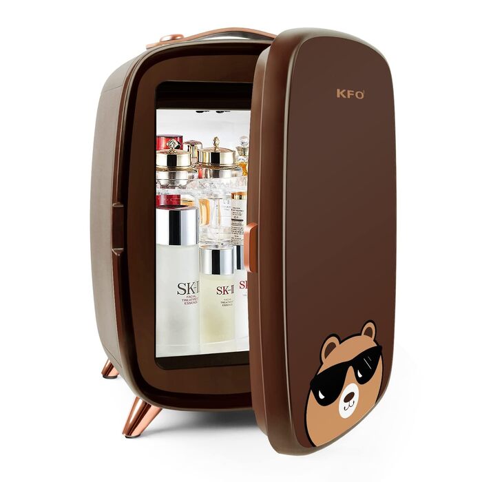 Міні-холодильник KFO Ultra-тихий (20 dB) з LED-дзеркалом для косметики та напоїв, 220V AC/ 12V DC, термоелектричне охолодження та нагрівання, білий (6 л)